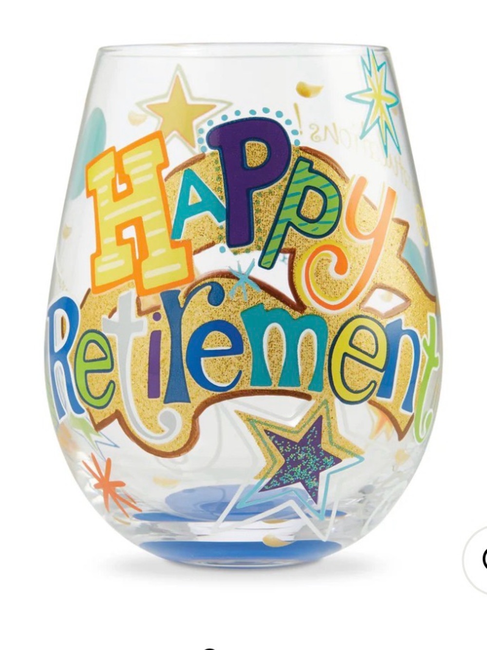 Lolita love my wine happy retirement stemless wine glass, 20 oz. /591 ml